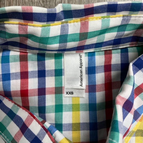 American Apparel rainbow gingham shirt, size XXS. - Picture 2 of 5